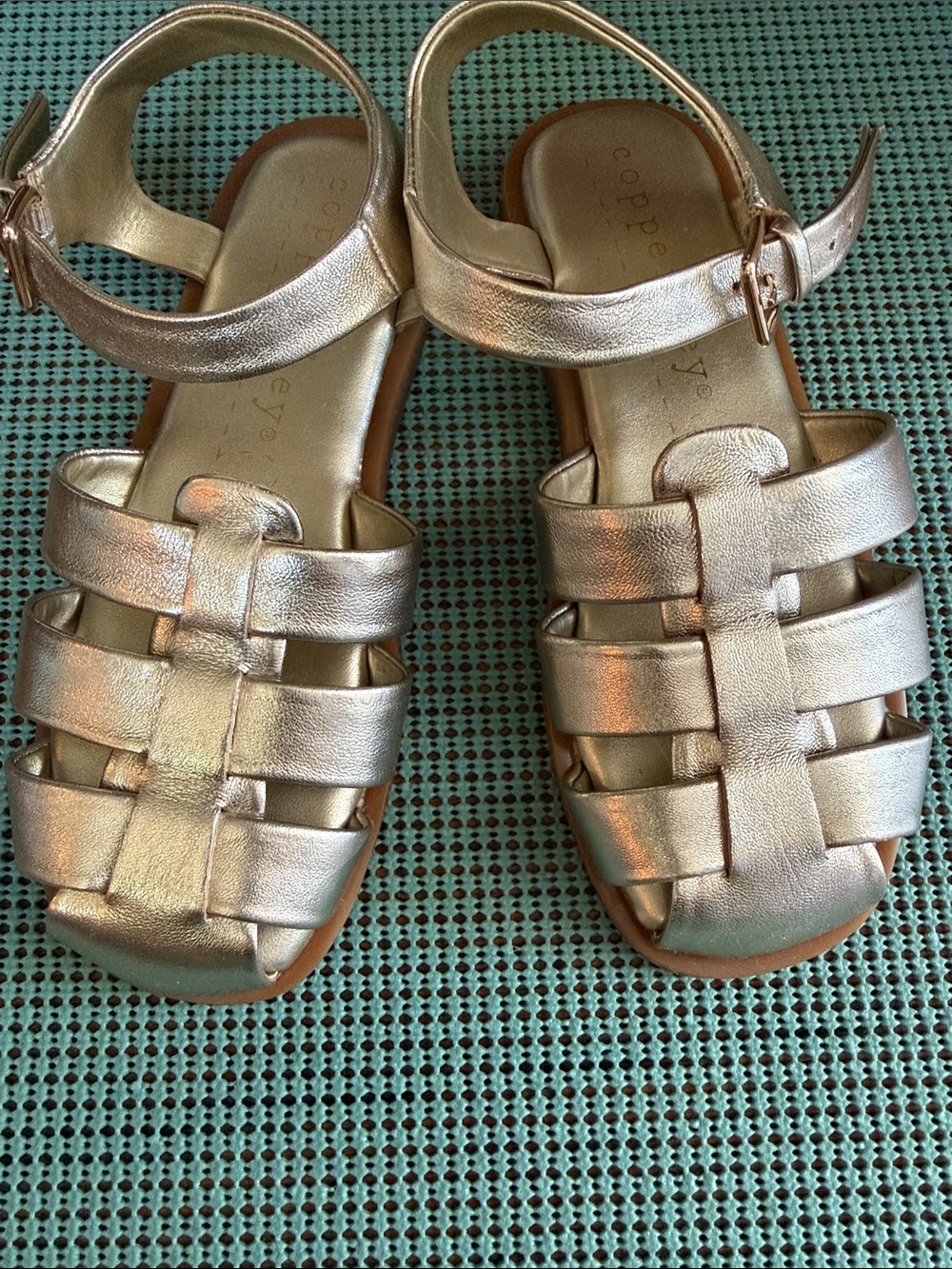 Girls' Metallic Gold Copper Key Sandals